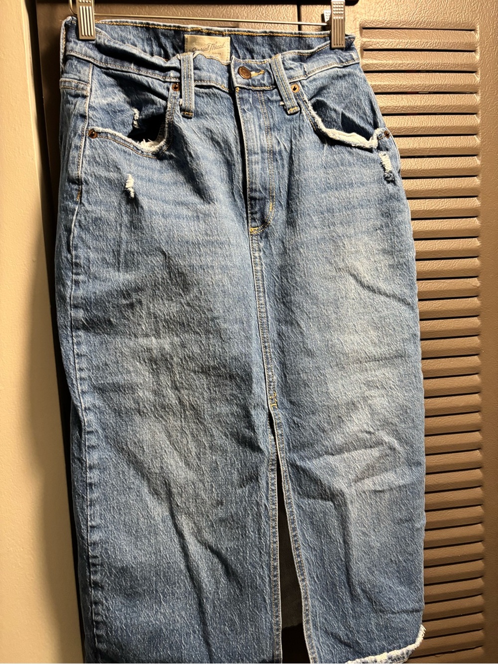 Universal Thread Light Blue Denim Skirt with Button Detail